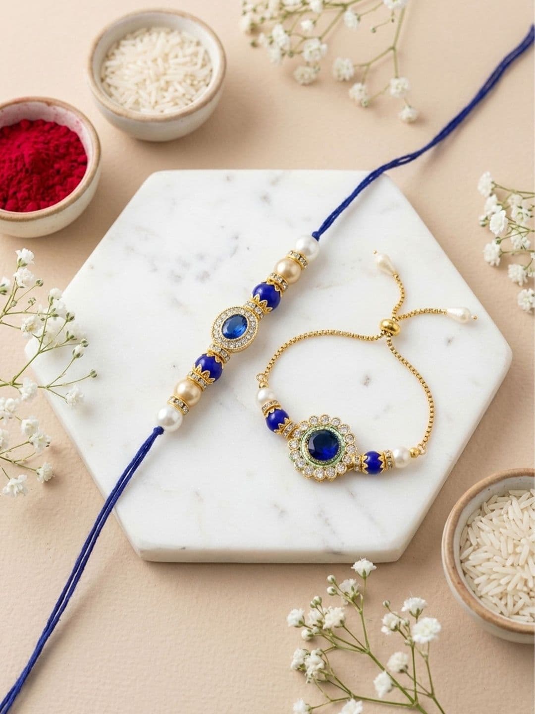 ASIDEA 2Pcs Bhaiya Bhabhi Rakhi Set - view 1