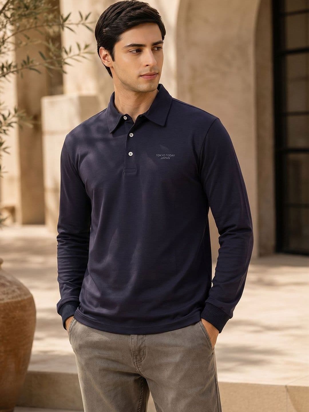 Thomas Scott Men Polo Collar Viscose Rayon Regular Fit T-shirt - view 1