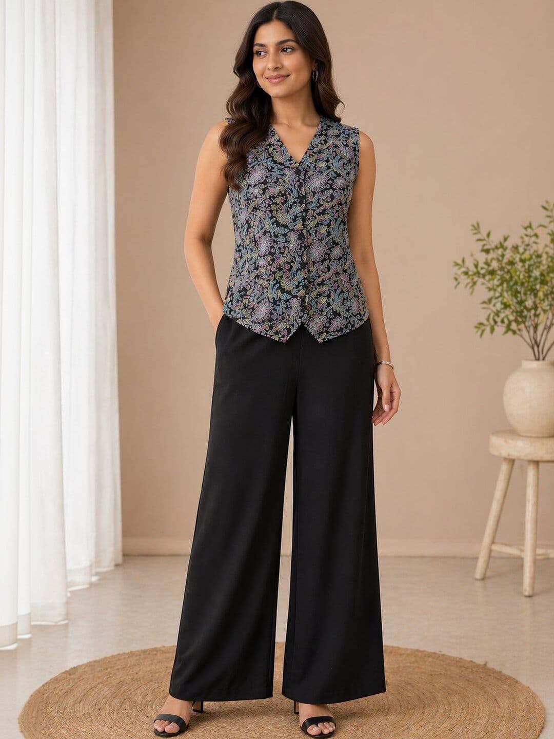 SkyaSia Cotton Printed Top with Palazzos - view 1