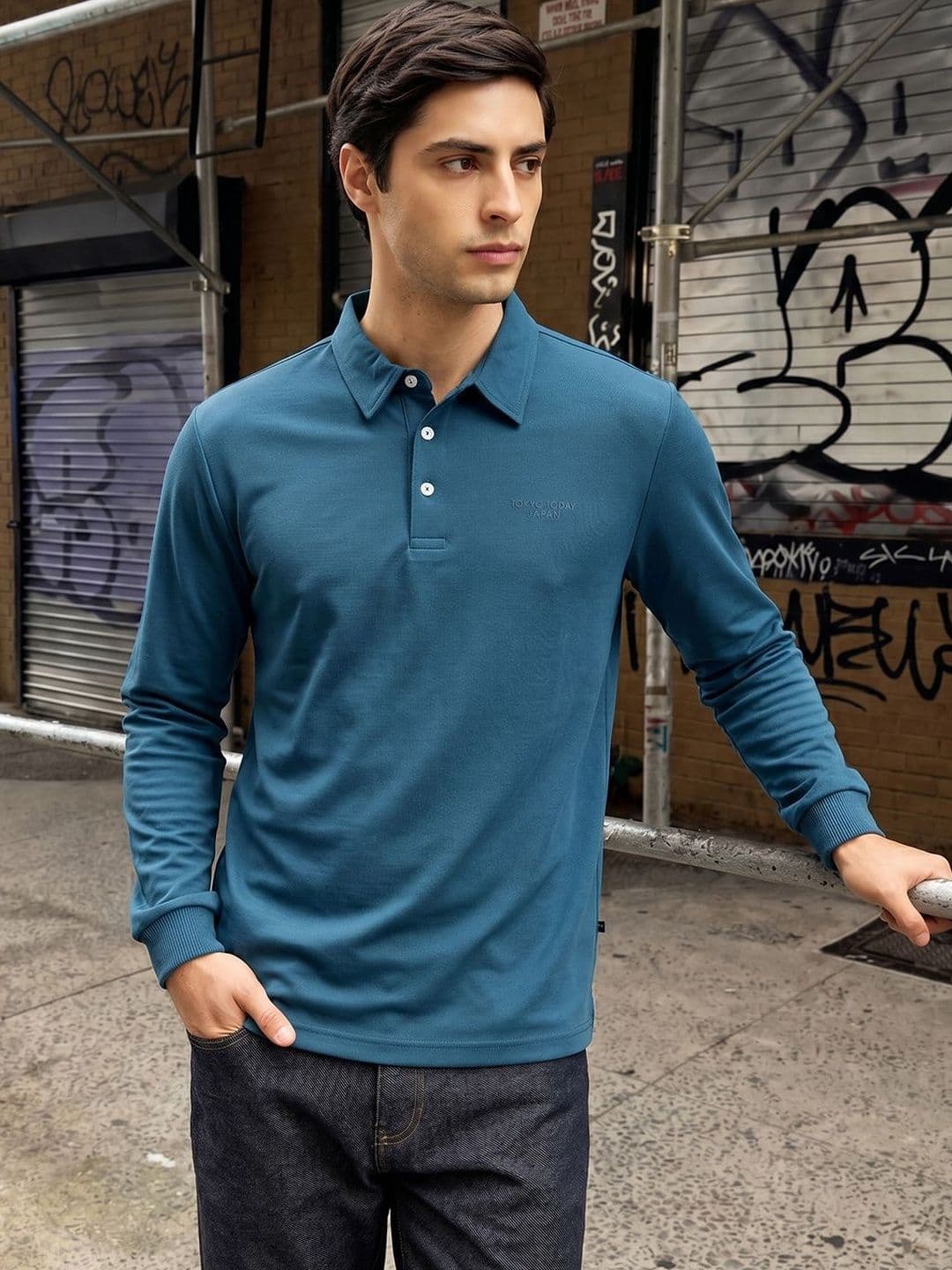 Thomas Scott Men Polo Collar Viscose Rayon Regular Fit T-shirt - view 1