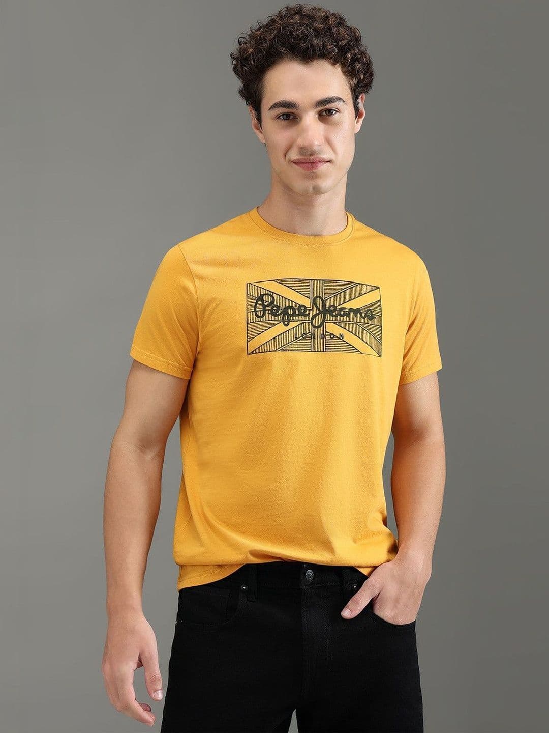 Pepe Jeans Men Printed Pure Cotton Slim Fit T-shirt - view 1