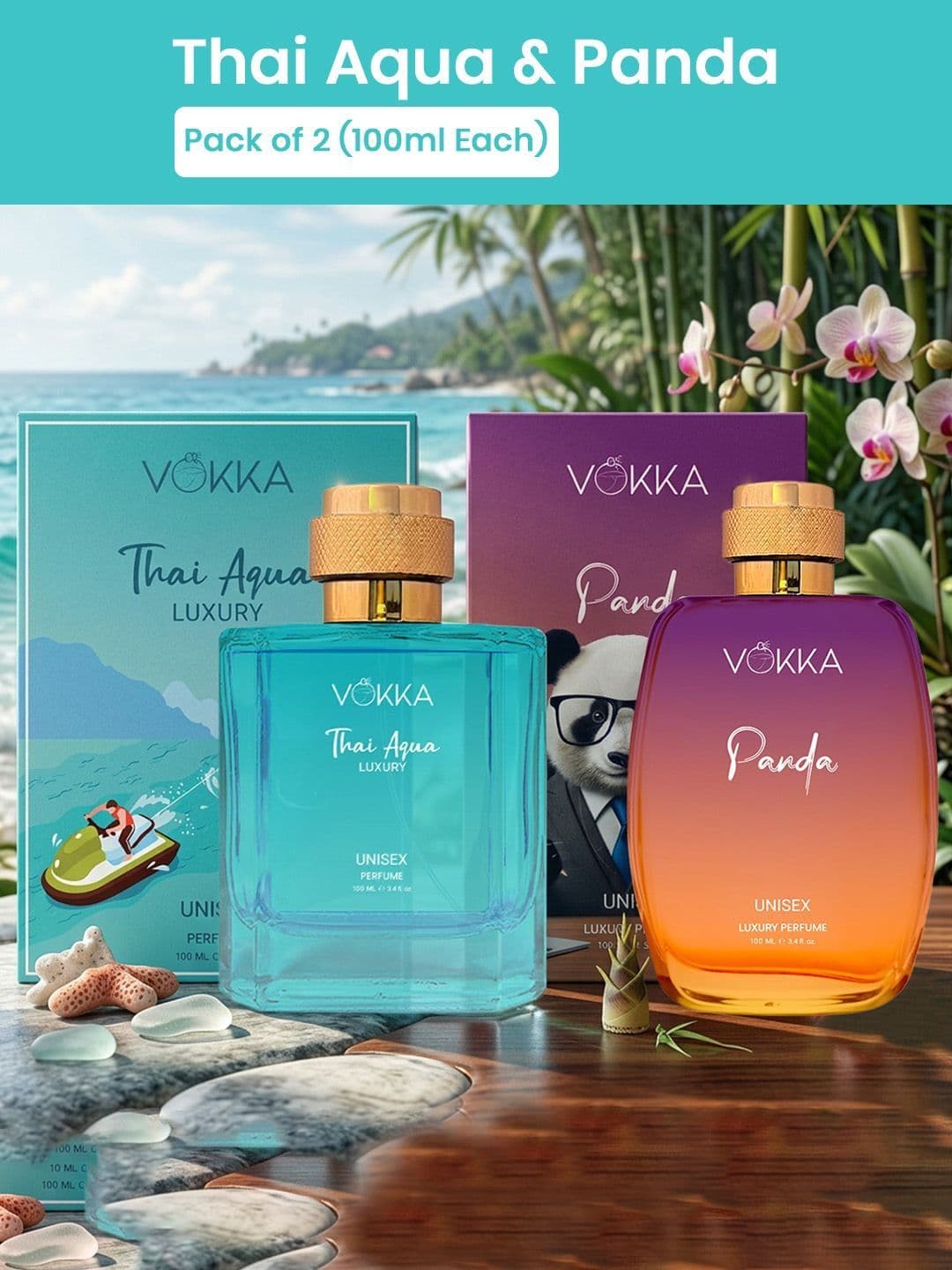 VOKKA Set Of 2 Thai Aqua & Panda Long-Lasting Perfumes - 100 ml Each - view 1