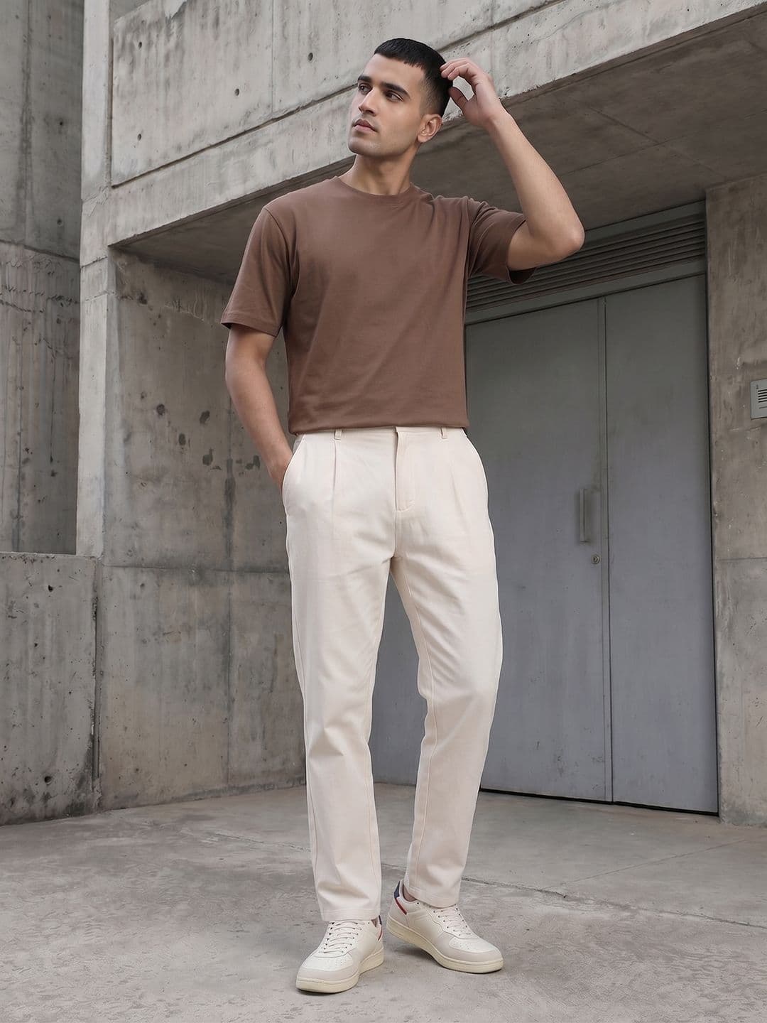 The Roadster Life Co. Men Straight Fit Pleated Pure Cotton Trousers - view 1