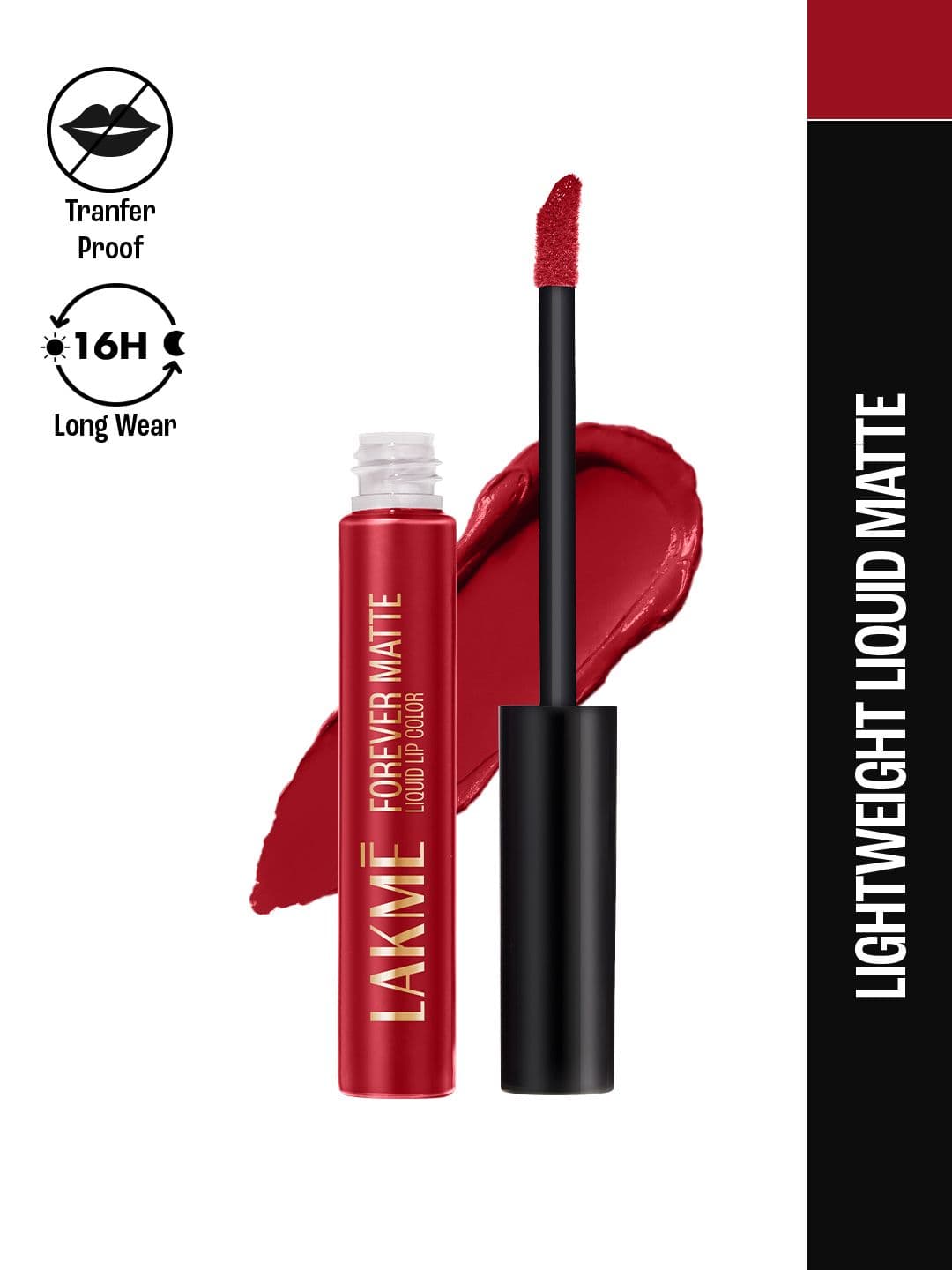 Lakme Forever Matte Lightweight & Transferproof 16Hr Liquid Lipstick 5.6ml - Red Carnival - view 1