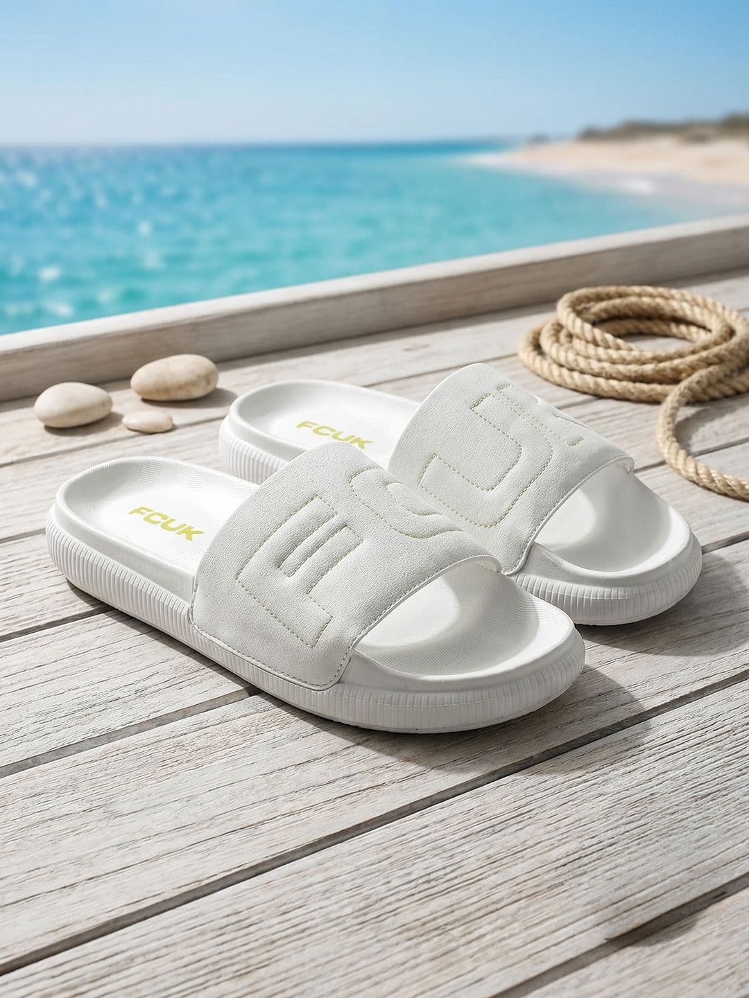 FCUK Men Brand Logo Self Design Sliders - view 1