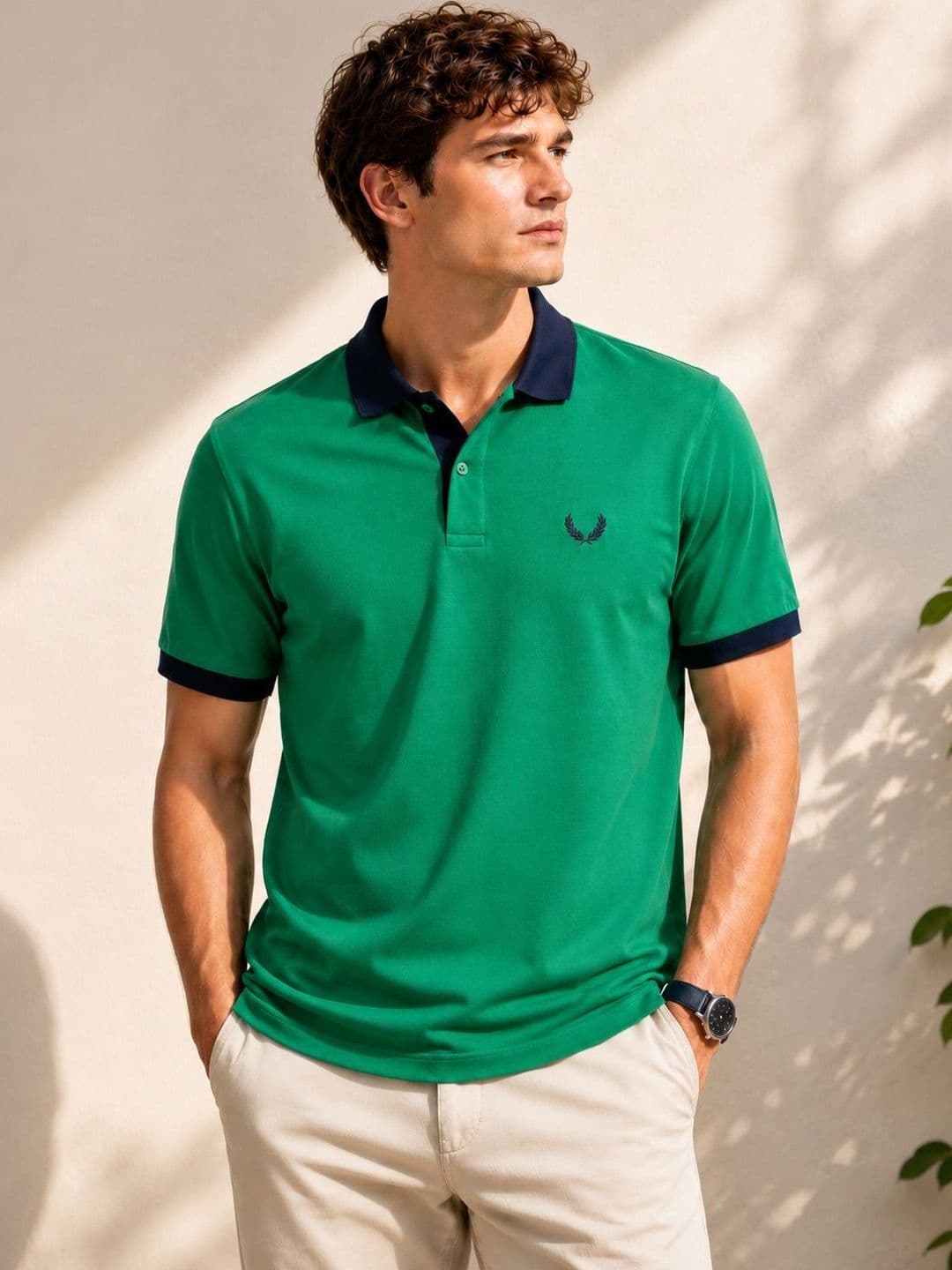 Raves Men Brand Logo Polo Collar Bio Finish T-shirt - view 1