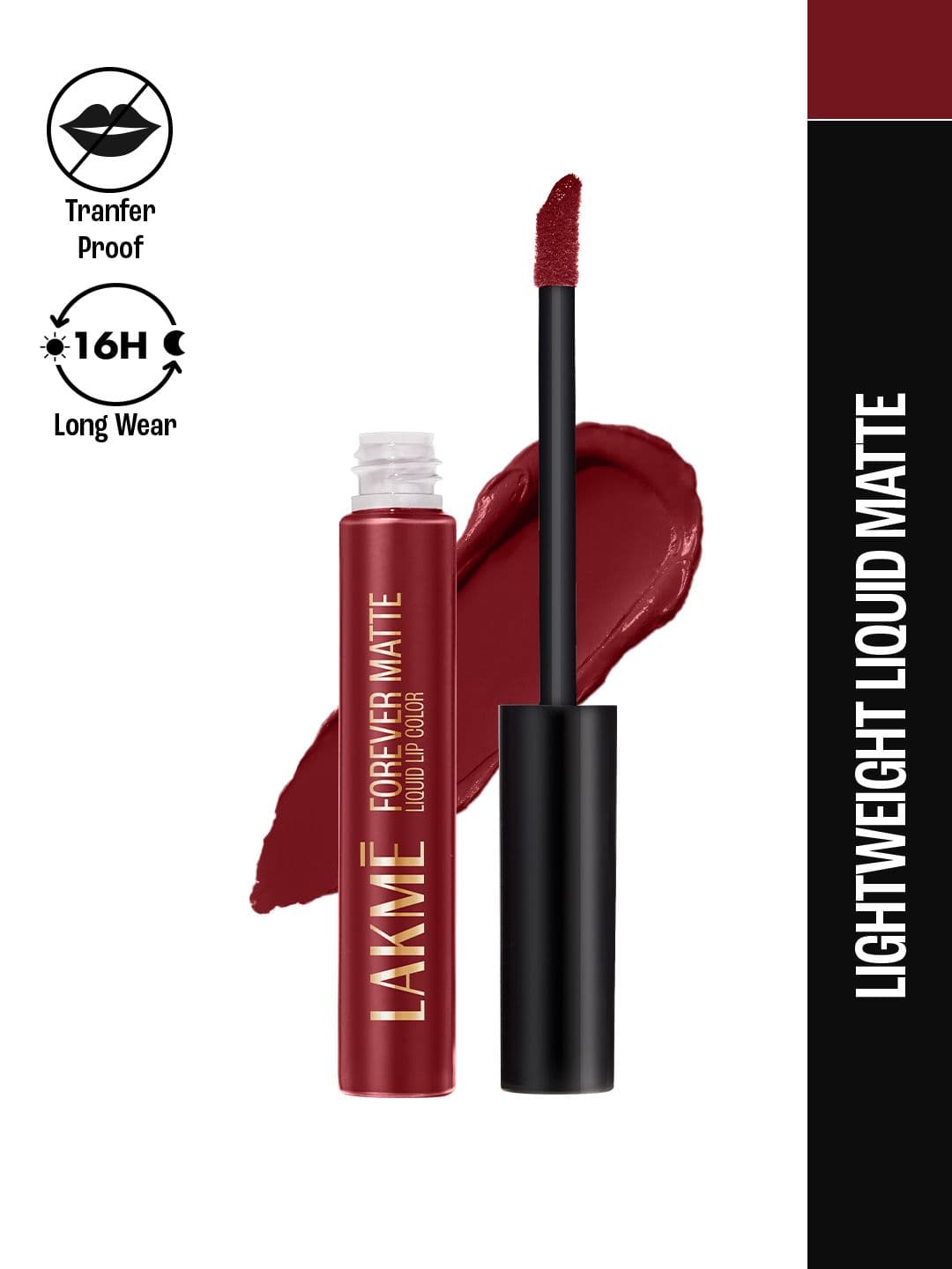 Lakme Forever Matte Lightweight & Transferproof 16Hr Liquid Lipstick 5.6ml - Crimson Rose - view 1