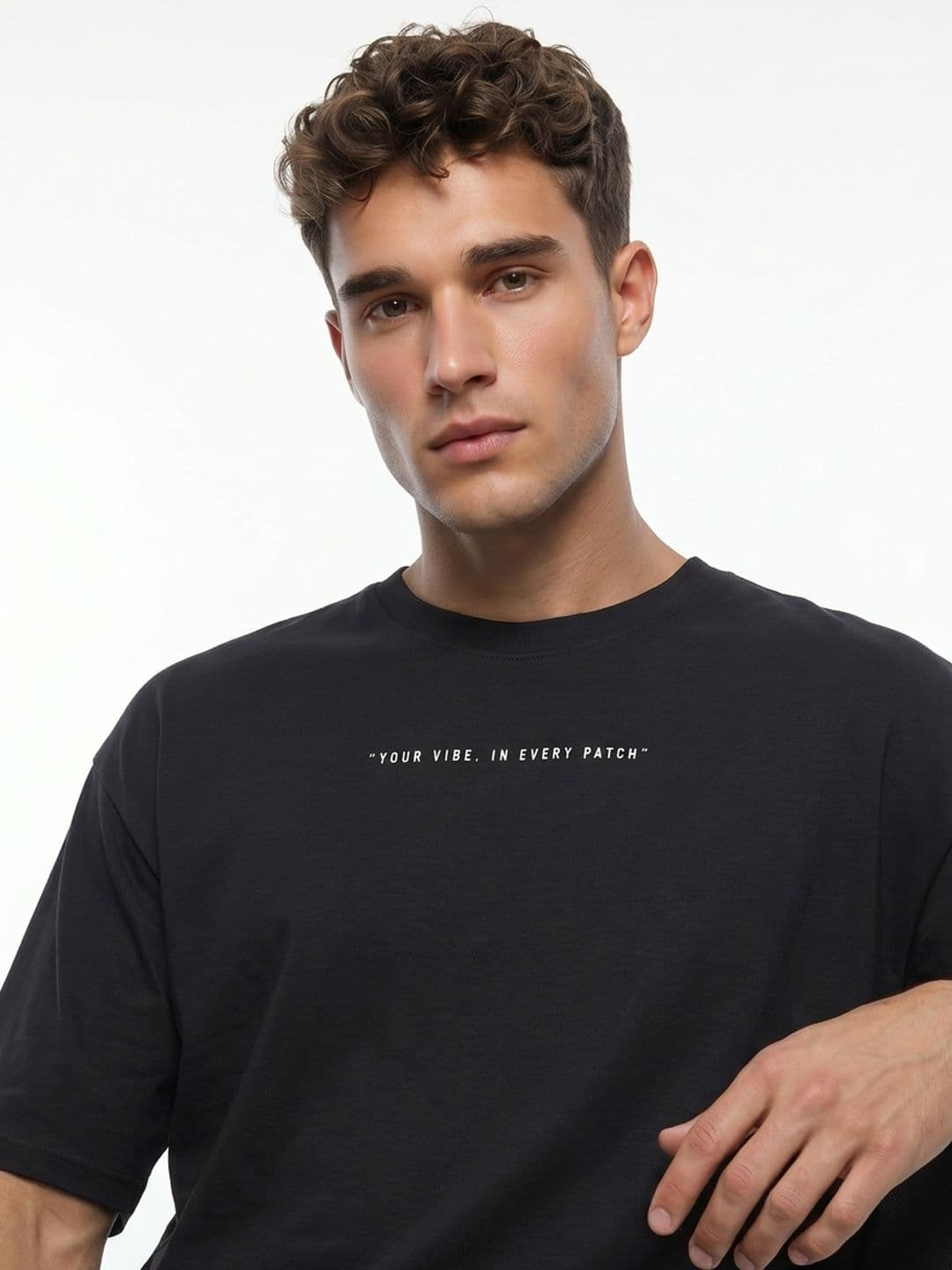 glitchez Men Typography Printed Drop-Shoulder Sleeves Pure Cotton T-shirt - view 1