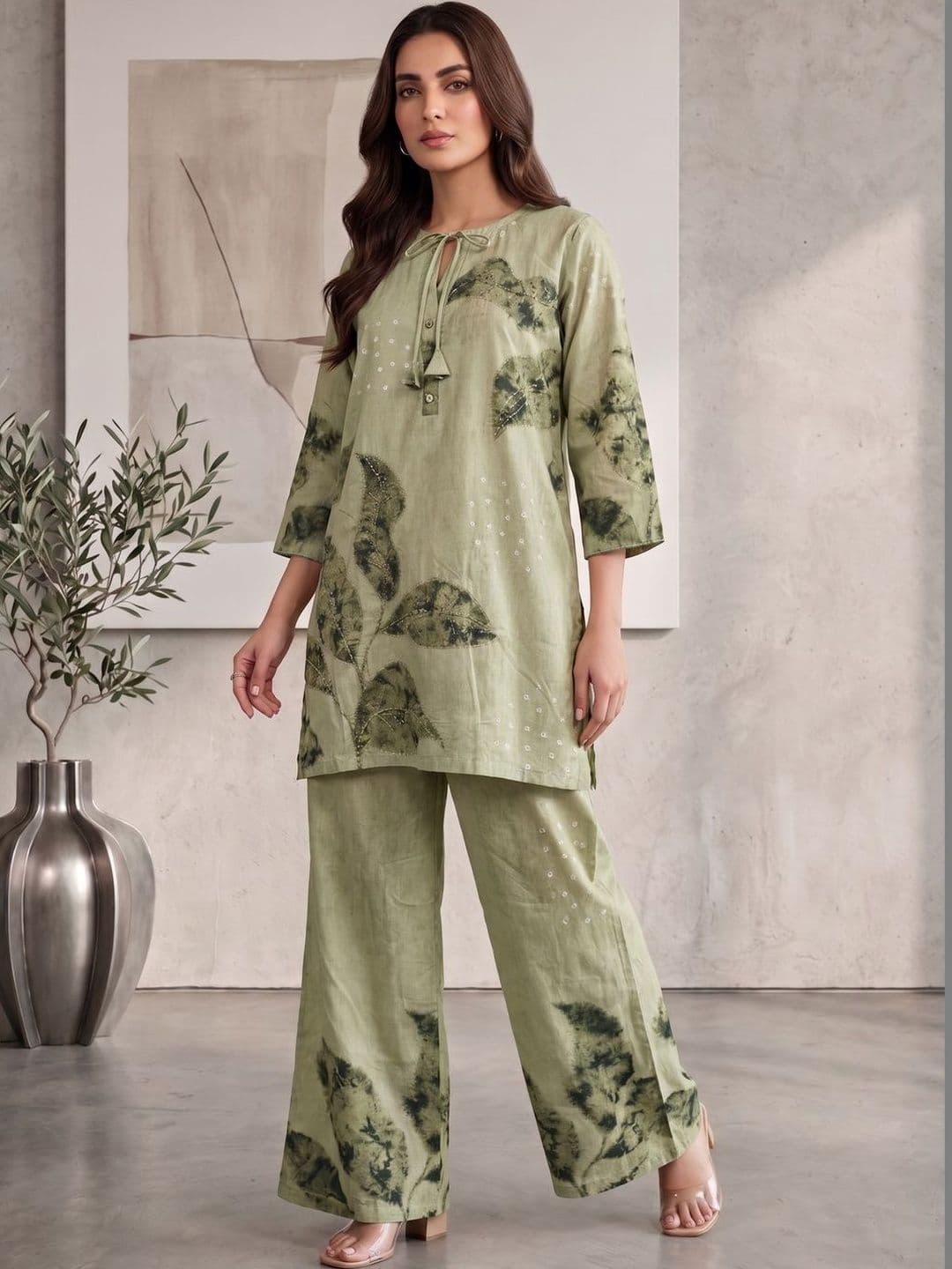 MASSTANI BY INDDUS Bohemian Dyed Tunic with Palazzos - view 1