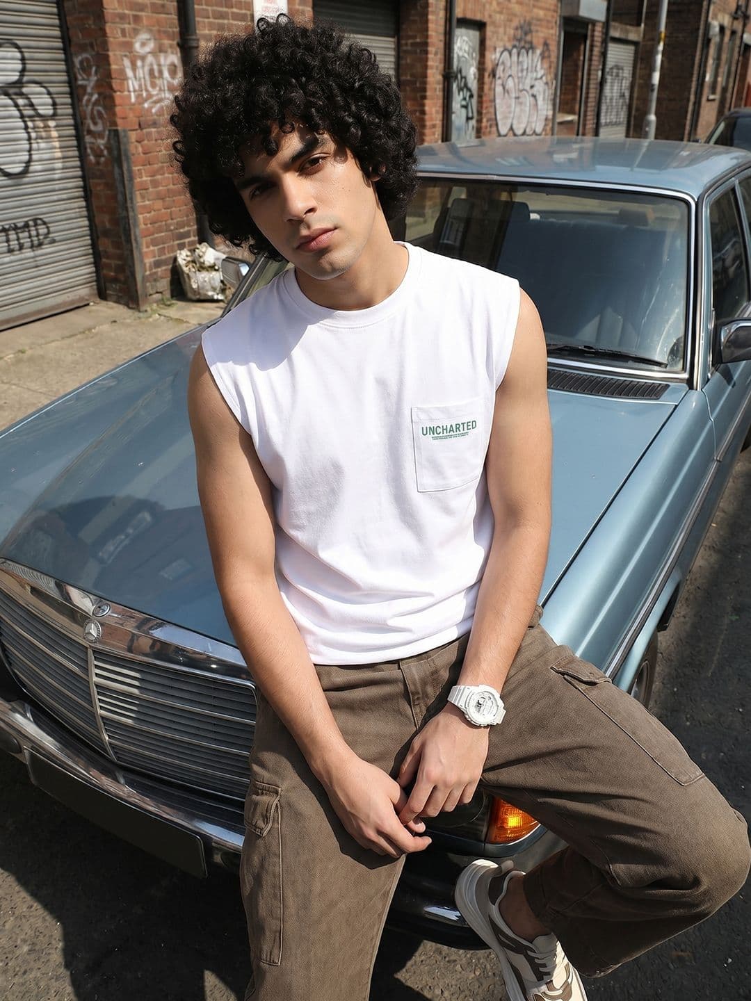 The Roadster Life Co. Relaxed Fit Sleeveless Pure Cotton T-shirt - view 1