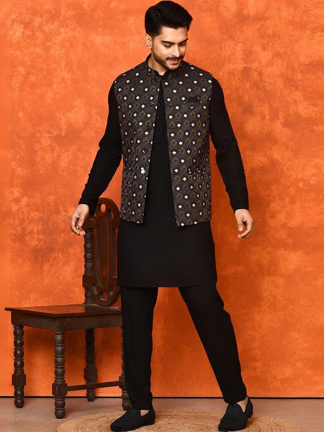 TRENDS OF ETHNIC Woven Design Woven Nehru Jackets - view 1