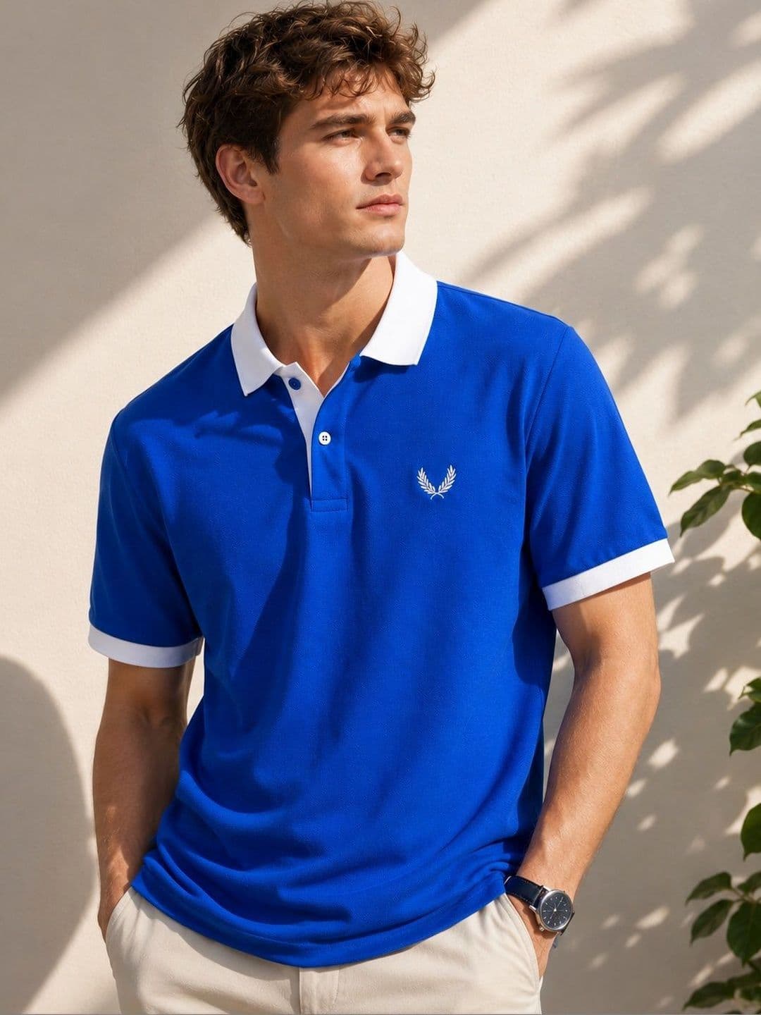 Raves Men Brand Logo Polo Collar Bio Finish T-shirt - view 1