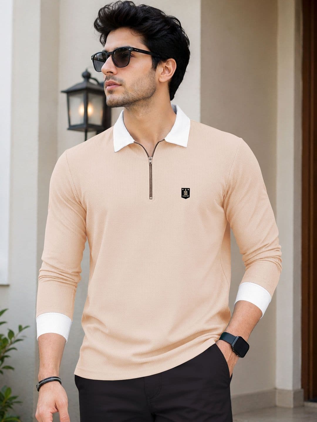 VeBNoR Men Brand Logo Polo Collar Pockets T-shirt - view 1