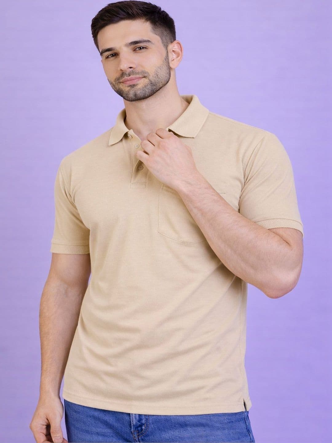 HERE&NOW Men Polo Collar Pockets T-shirt - view 1