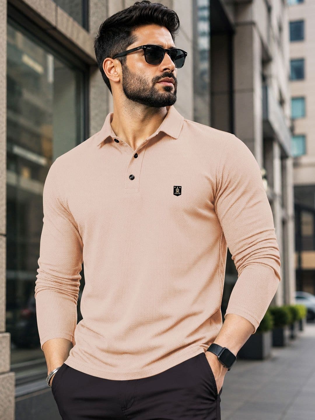 VeBNoR Men Brand Logo Polo Collar T-shirt - view 1