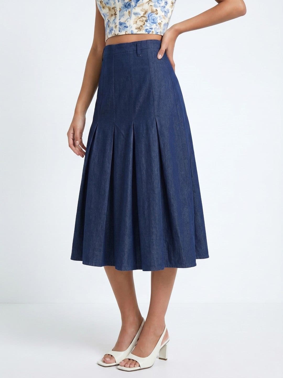 glitchez Women Pure Cotton Midi A-Line Skirt - view 1
