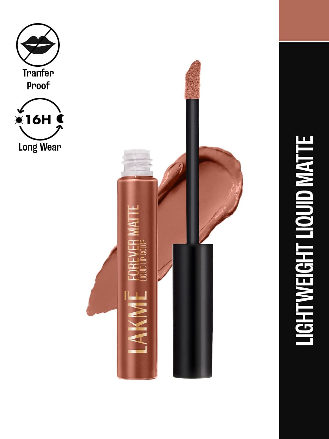 Lakme Forever Matte Lightweight & Transferproof 16Hr Liquid Lipstick 5.6ml - Nude Latte - view 1