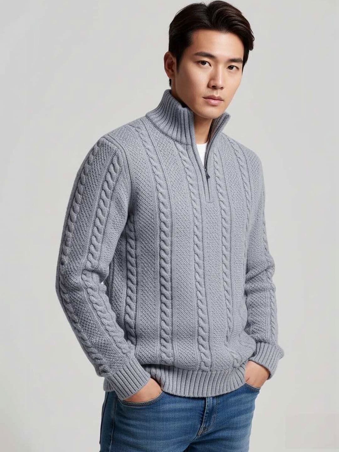 CATBUNNY Men Cable Knit Woollen Pullover - view 1