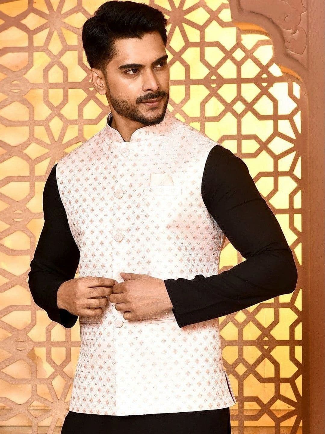 WANAS Men Self Design Premium Jacquard Classy Fit Nehru Jacket - view 1