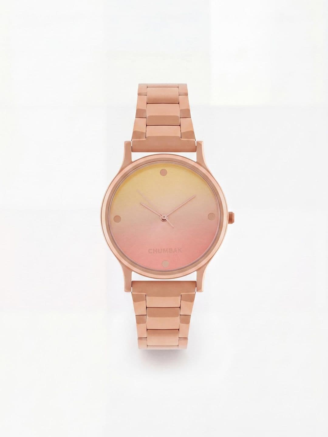 TEAL BY CHUMBAK Women Brass Dial & Rose Gold Toned Bracelet Style Straps Analogue Watch - view 1