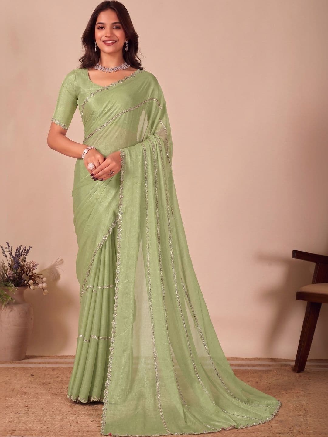 Mitera Embroidered Satin Saree - view 1