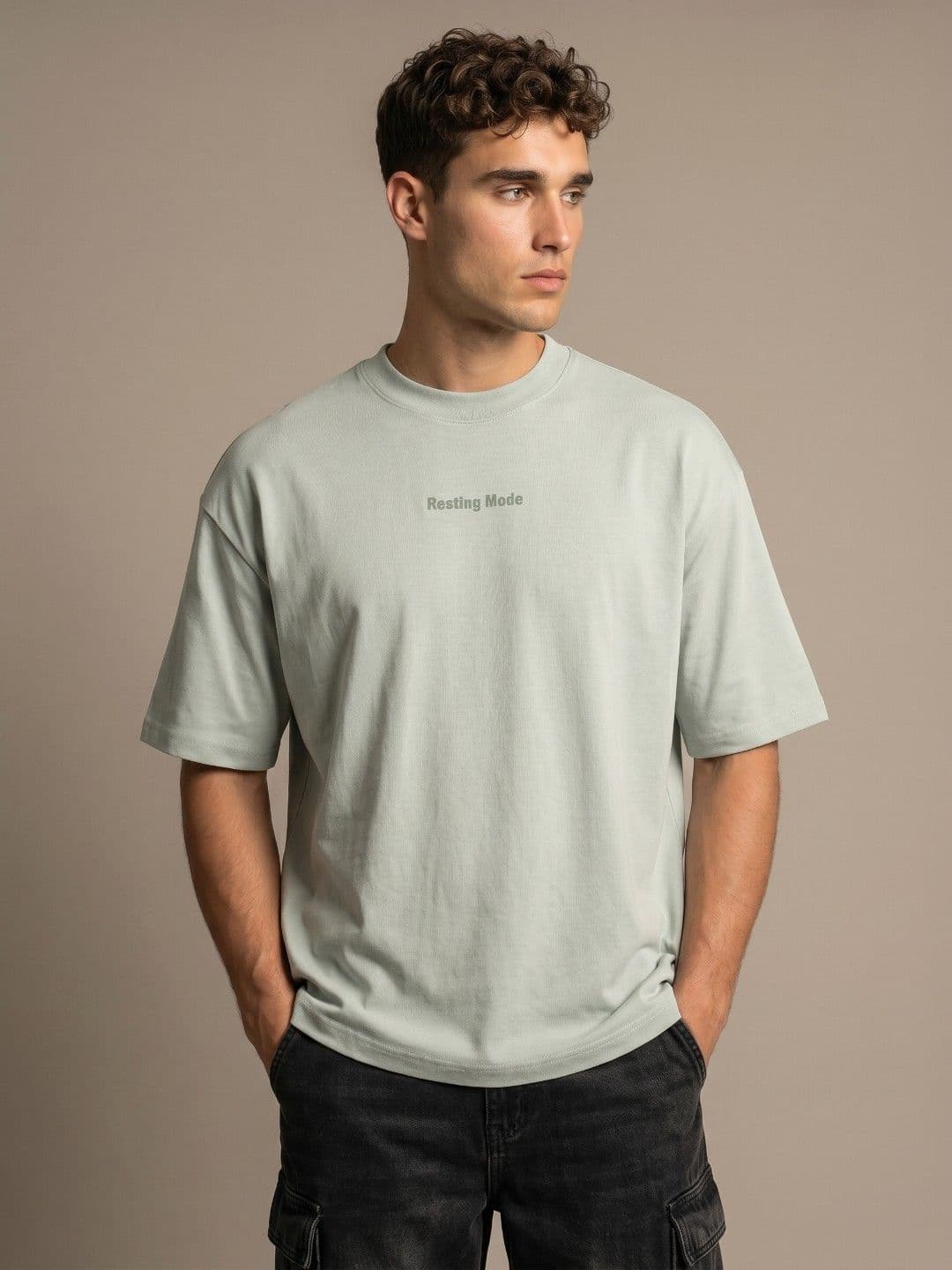 glitchez Green Men Typography Printed Relaxed Fit Tshirt - view 1
