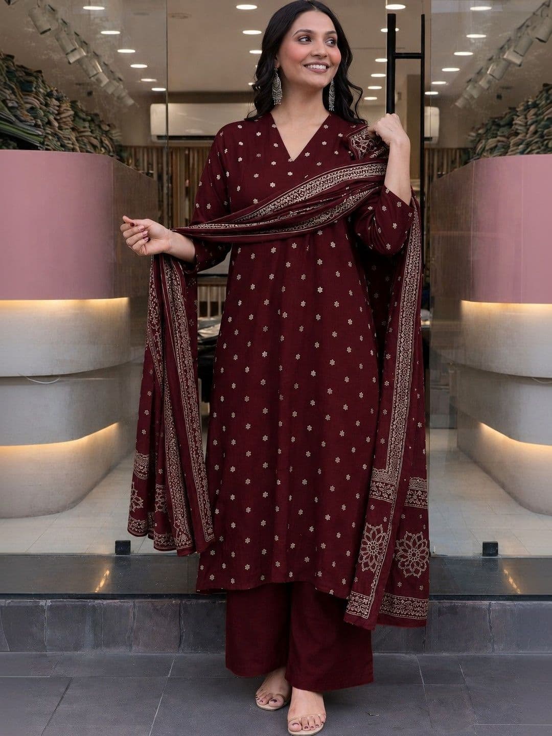 KALINI Women Ethnic Motifs Printed Regular Kurta with Palazzos & With Dupatta - view 1