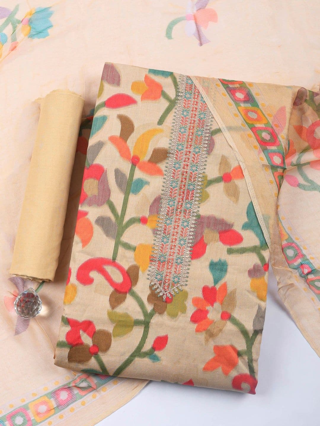 Meena Bazaar Printed Unstitched Dress Material - view 1