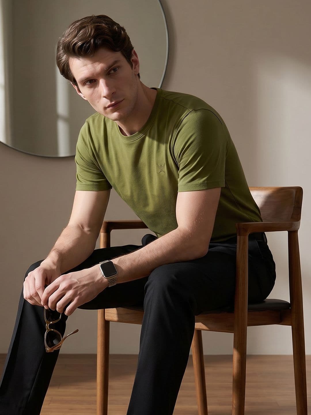 House of Pataudi Men Pure Cotton T-shirt - view 1