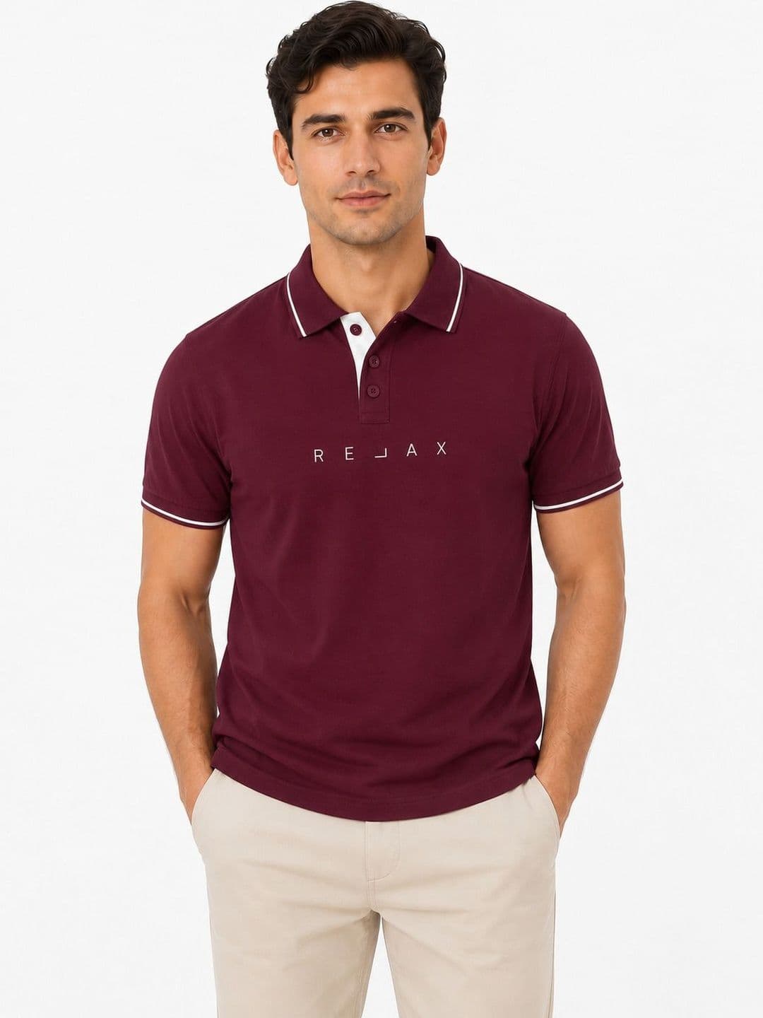 Warrior World Men Cotton Typography Printed Polo Collar T-shirt - view 1