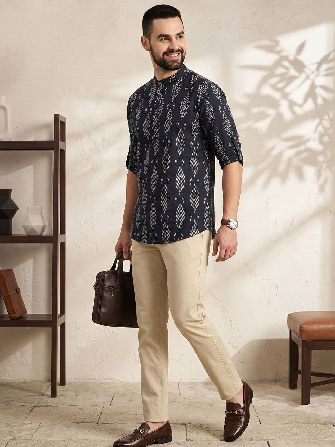 Anouk Men Ethnic Motifs Printed Block Print Short Kurta - view 1