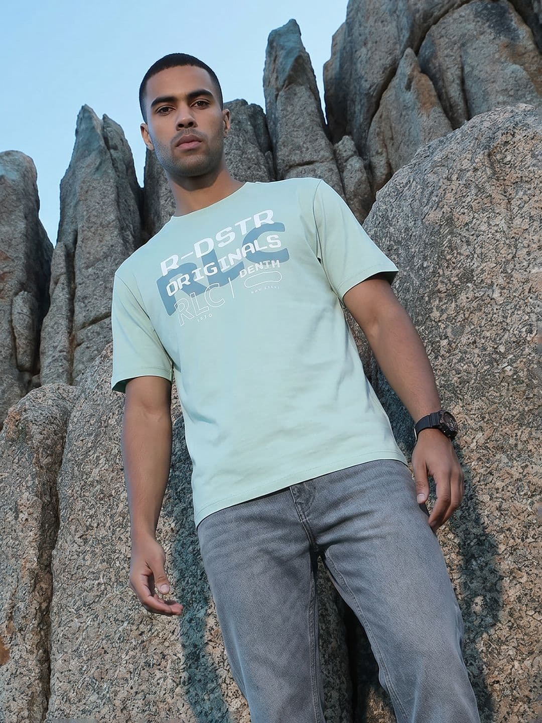 The Roadster Life Co. Printed Drop-Shoulder Sleeves Relaxed Fit Pure Cotton T-shirt - view 1