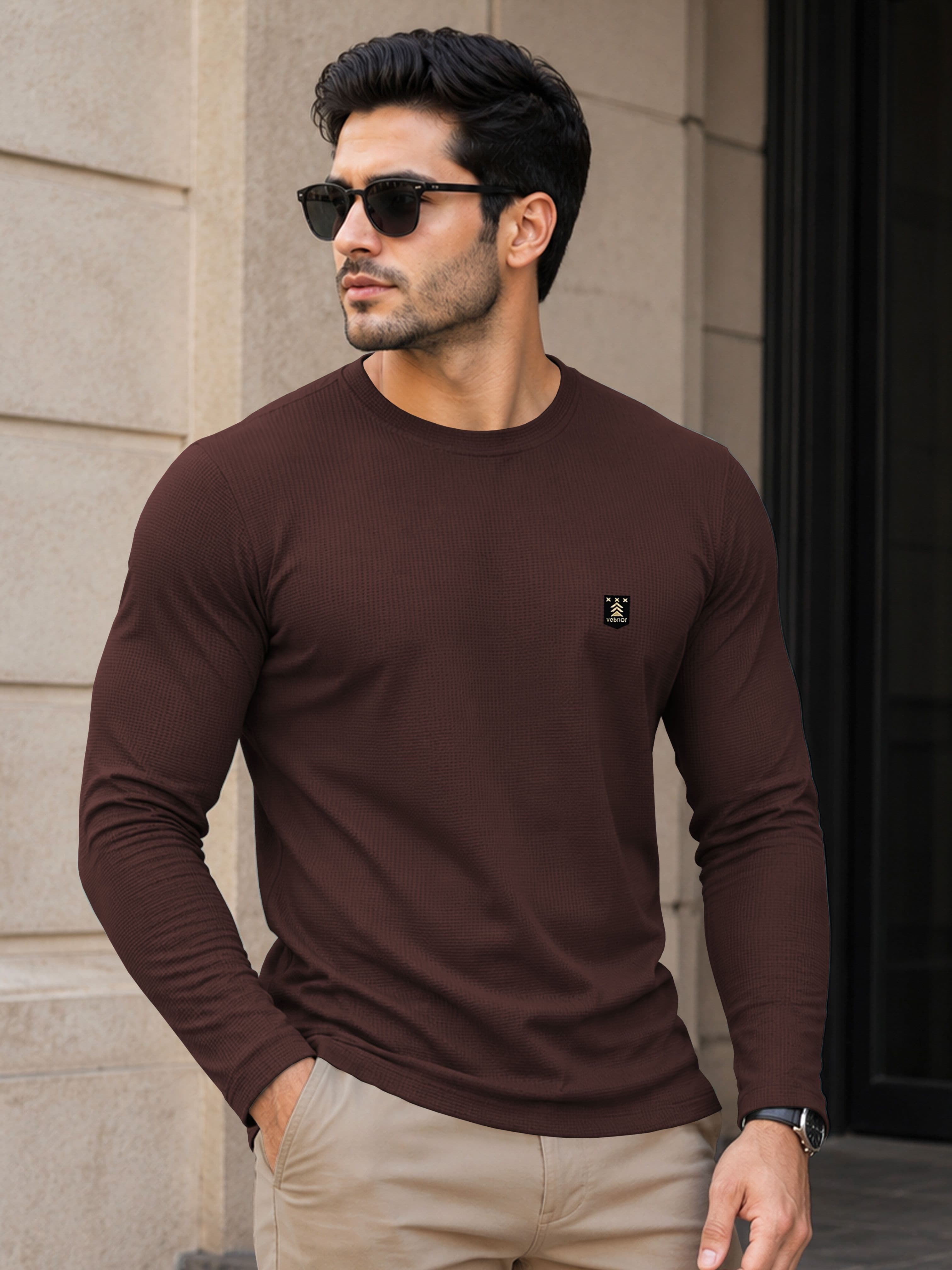 VeBNoR Self Design Round Neck T-Shirt - view 1