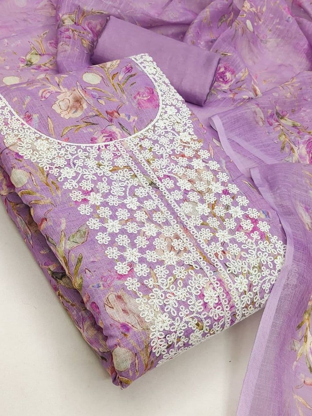 KALINI Embroidered Unstitched Dress Material - view 1