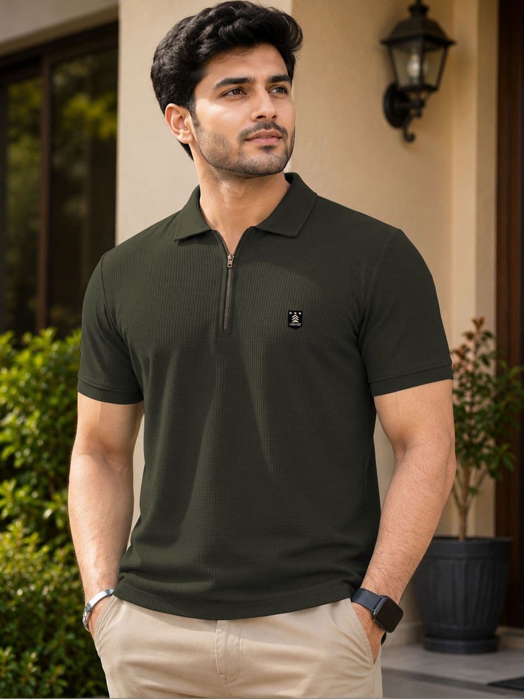 VeBNoR Self Design Polo Collar T-Shirt - view 1