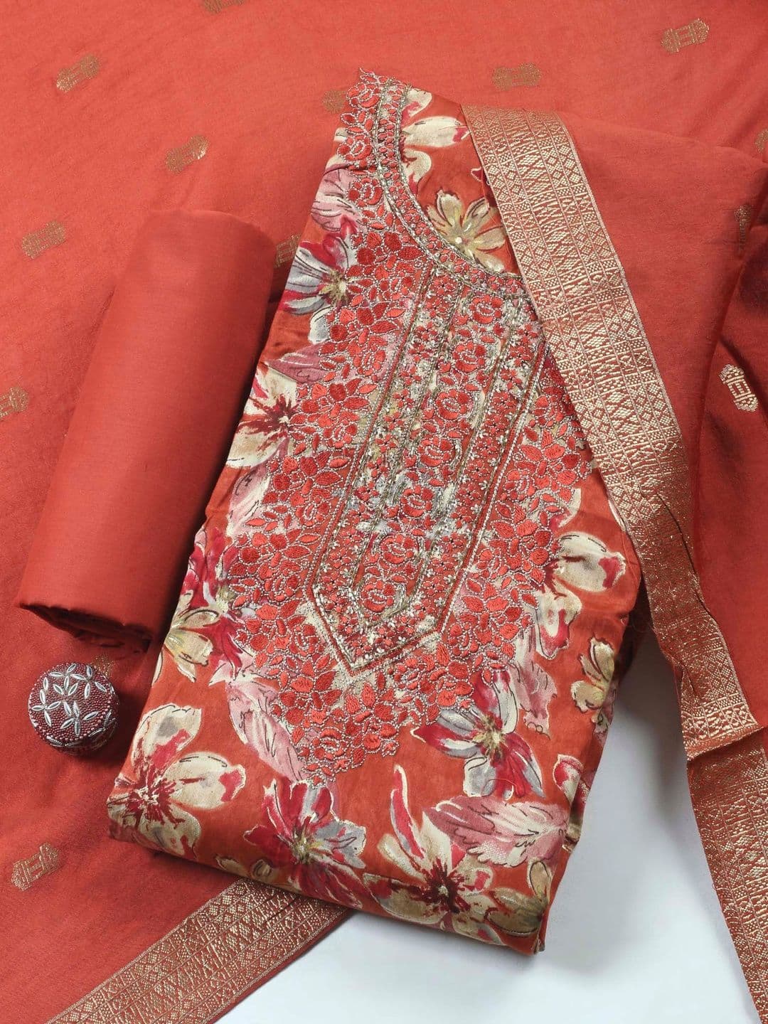 Meena Bazaar Printed Unstitched Dress Material - view 1