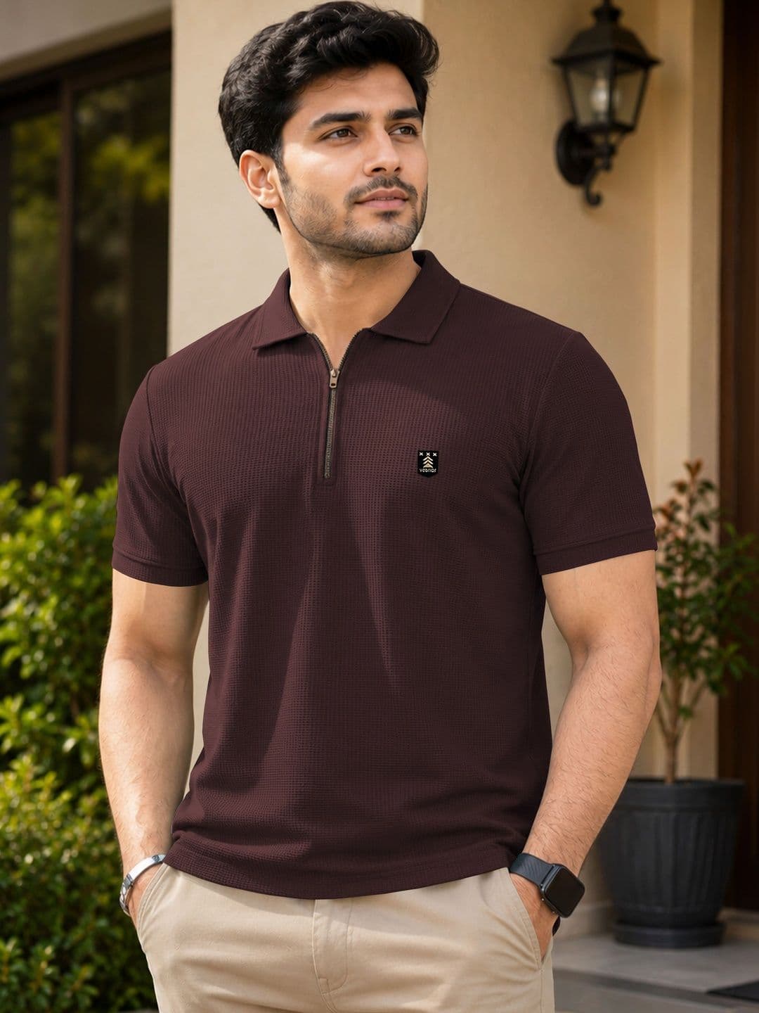 VeBNoR Self Design Polo Collar T-Shirt - view 1