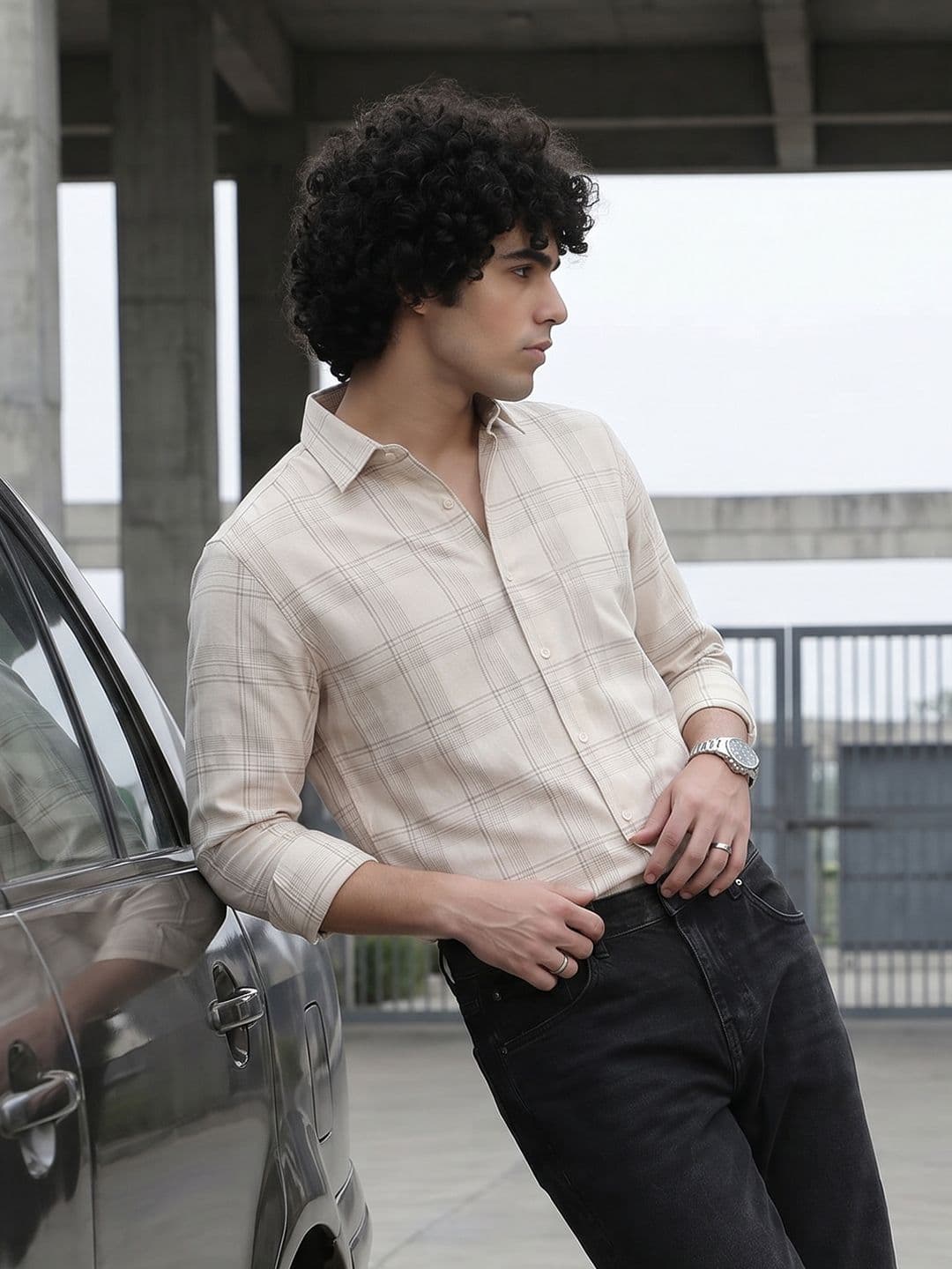 The Roadster Lifestyle Co. Men Premium Cotton Linen Regular Fit Checked Casual Shirt - view 1
