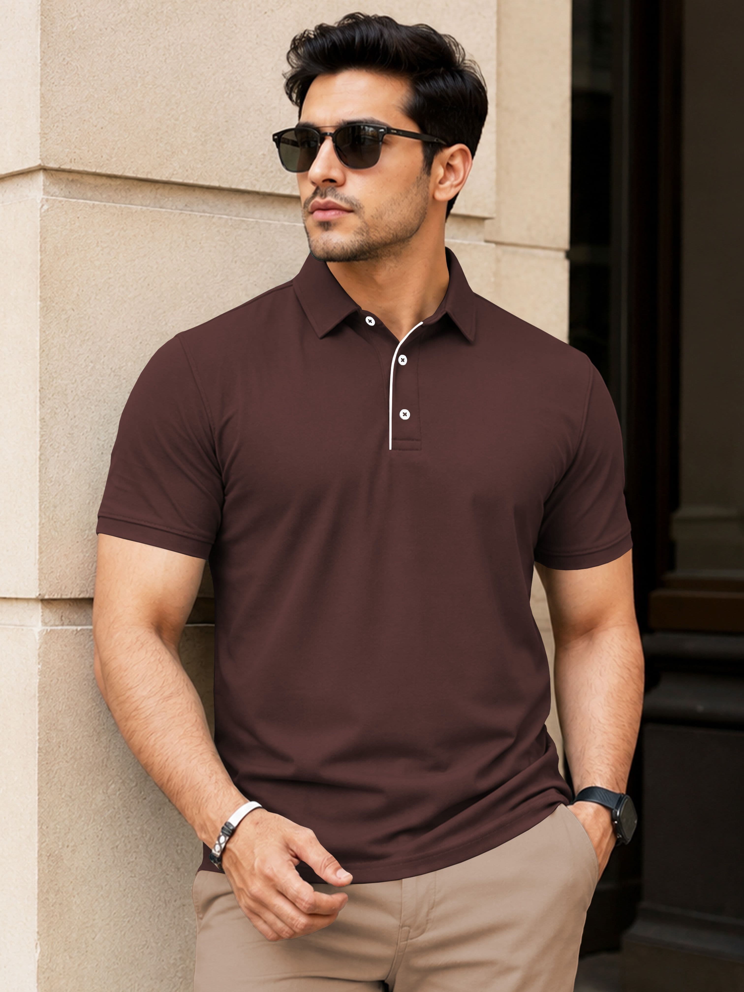 VeBNoR Men Solid Polo Neck Collar T-shirt - view 1