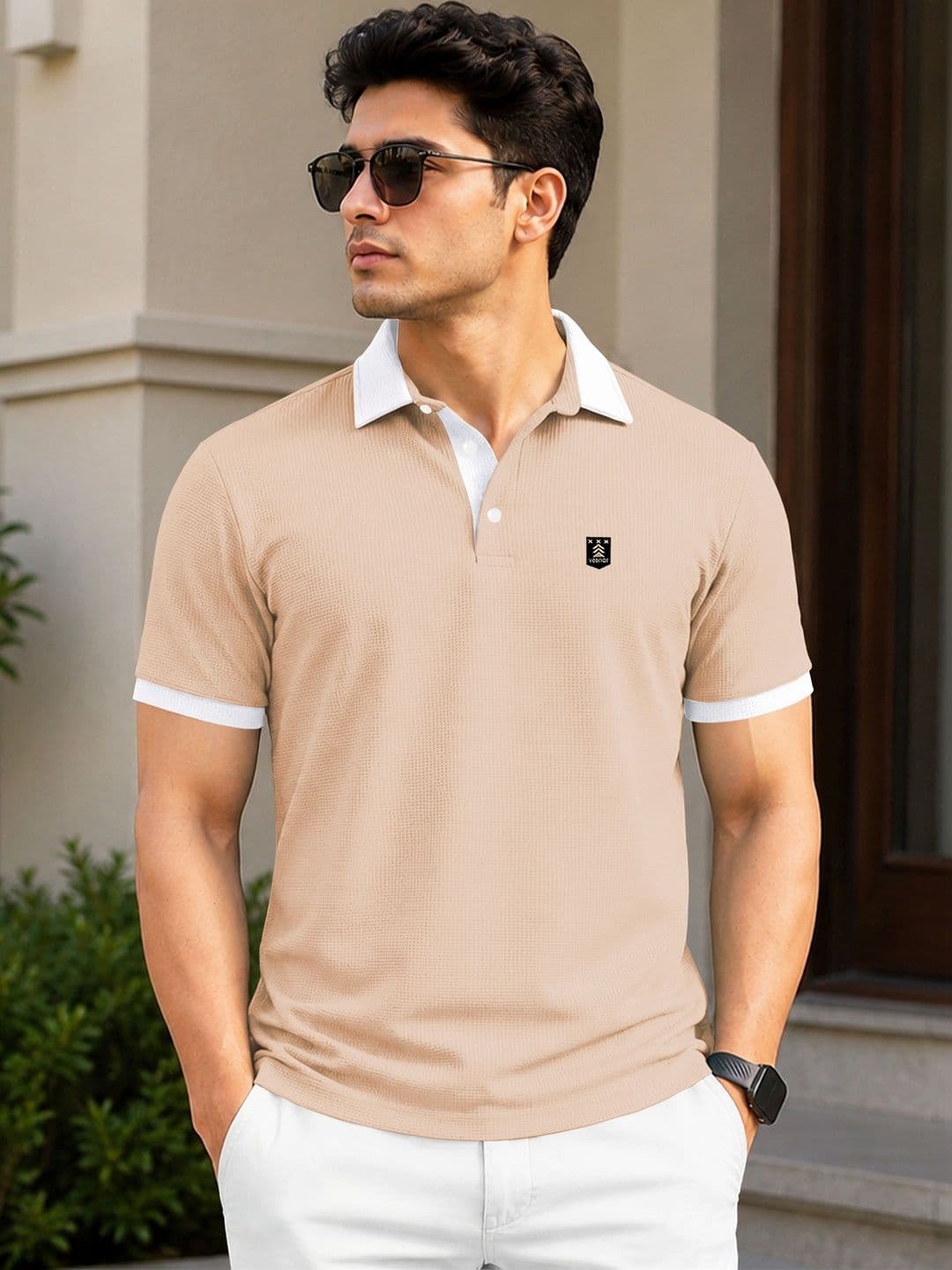 VeBNoR Men Brand Logo Polo Collar Pockets T-shirt - view 1
