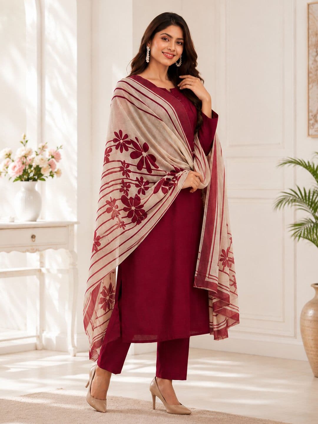 Chhipa Prints Women Floral Regular Kurta with Trousers & With Dupatta - view 1