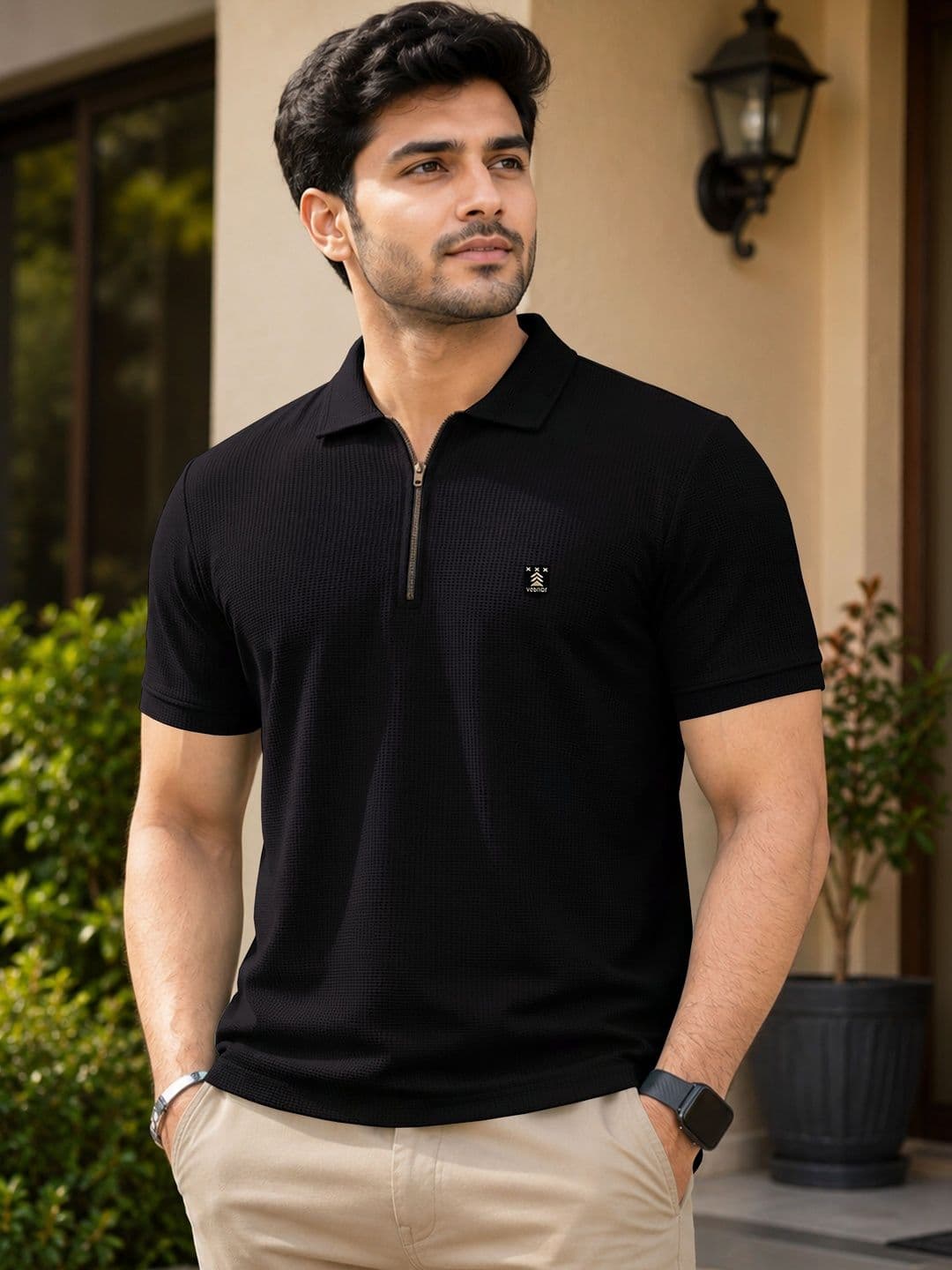 VeBNoR Self Design Polo Collar T-Shirt - view 1