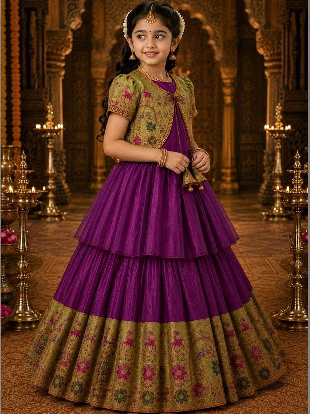 Ethzy Girls Embroidered Thread Work Ready to Wear Lehenga & - view 1