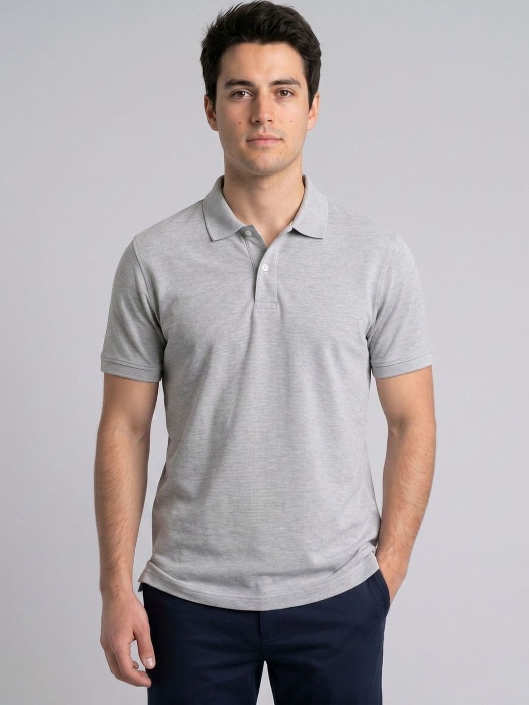 SZN Grey Polo Collar Regular Fit T-shirt for Men - view 1