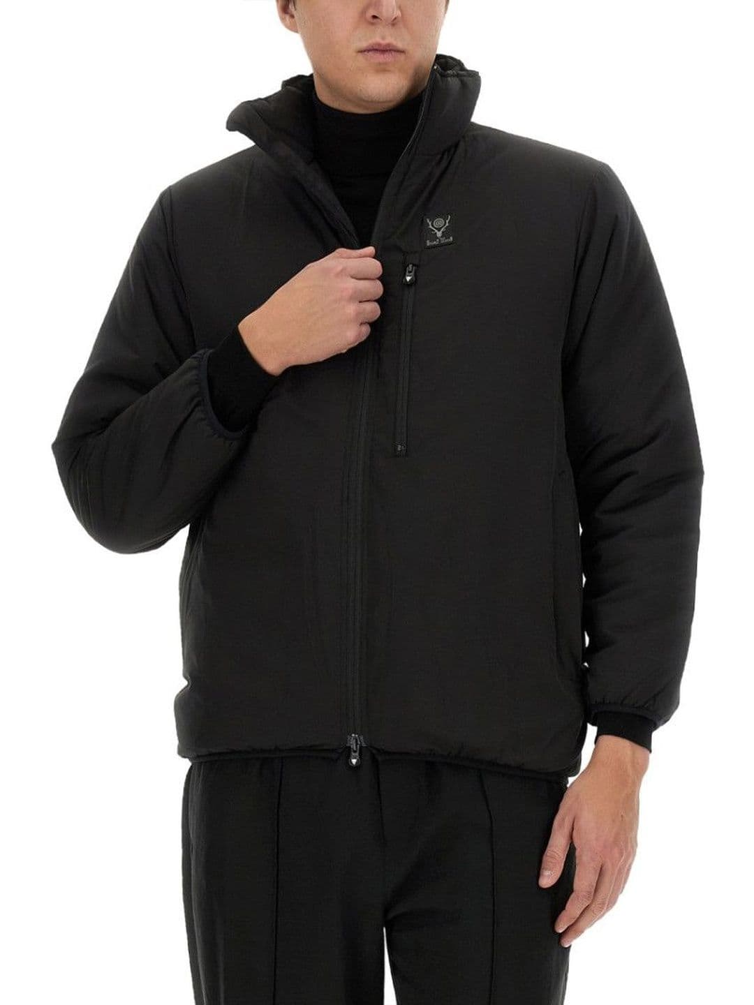 South2 West8 Black Logo Mock Collar Jacket - view 1