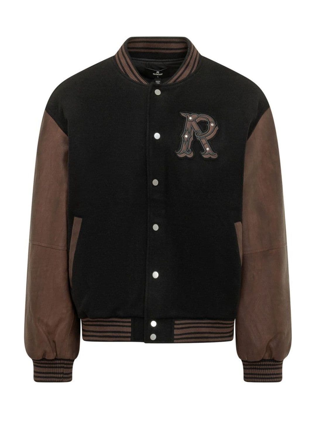 Represent Black Color Block Band Collar Jacket - view 1