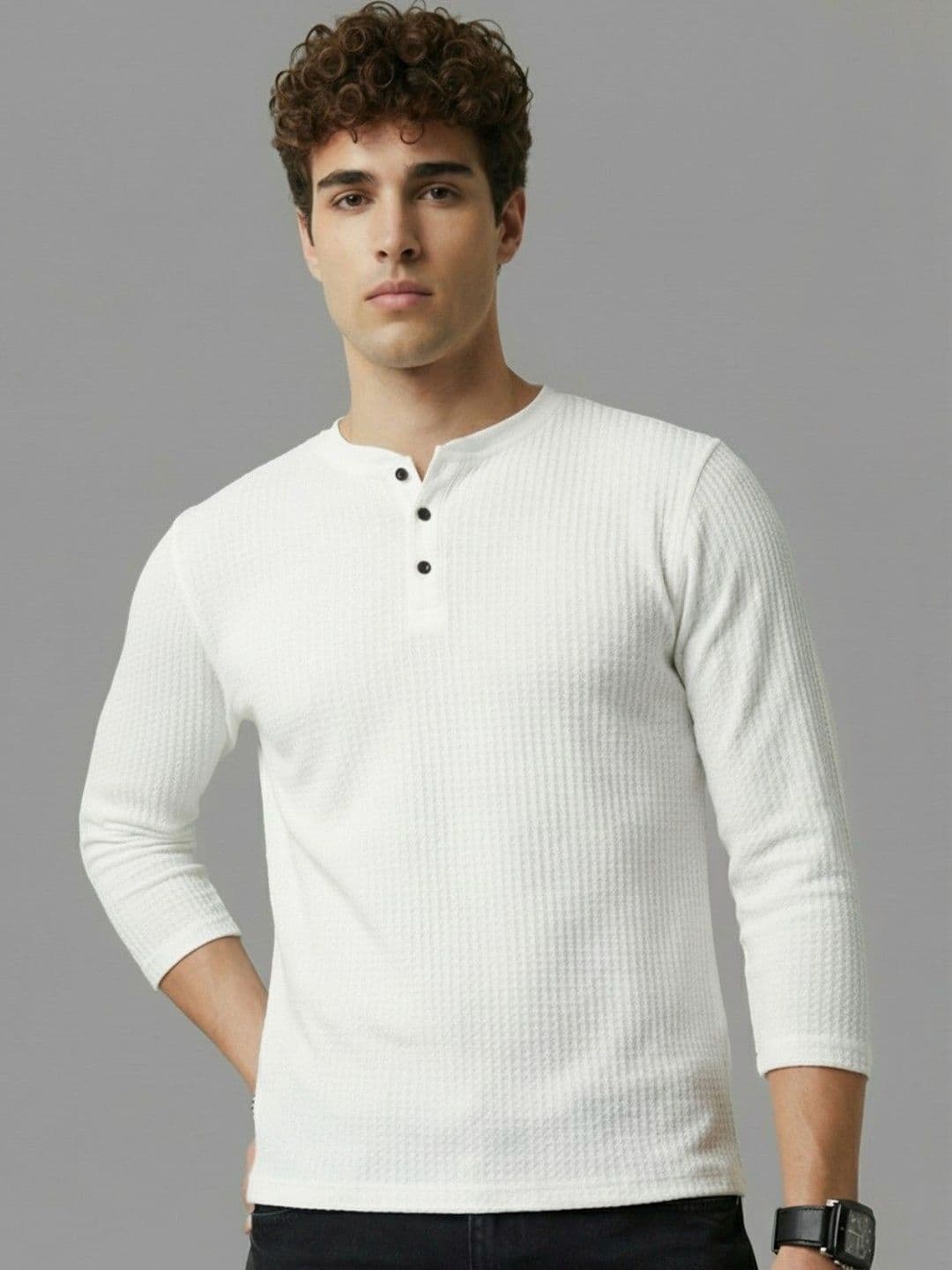 HERE&NOW Men Henley Neck T-shirt - view 1