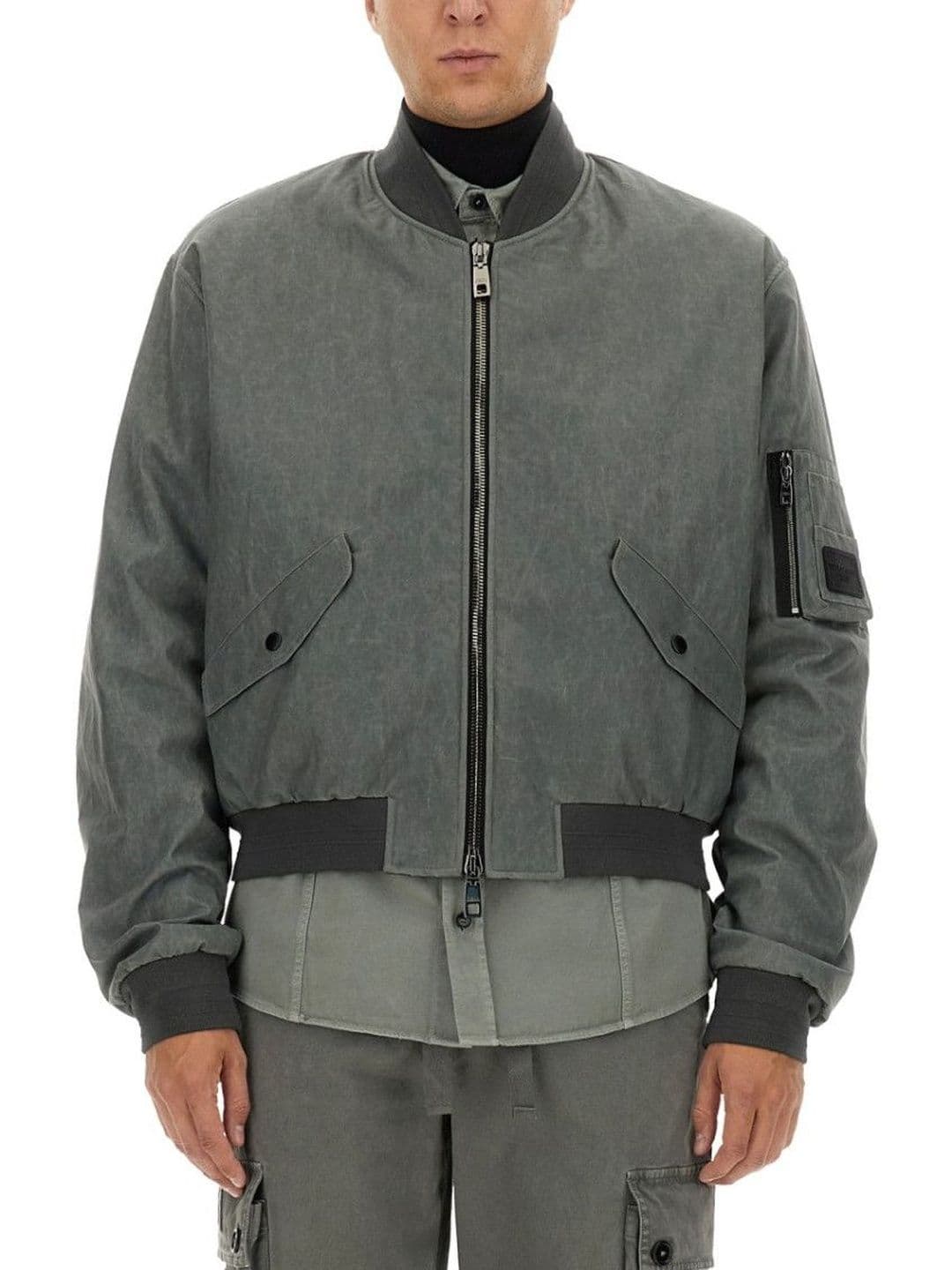 Dolce & Gabbana Grey Solid Mock Collar Jacket - view 1