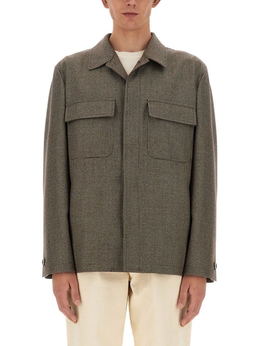 Lardini Brown Checks Shirt Collar Jacket - view 1