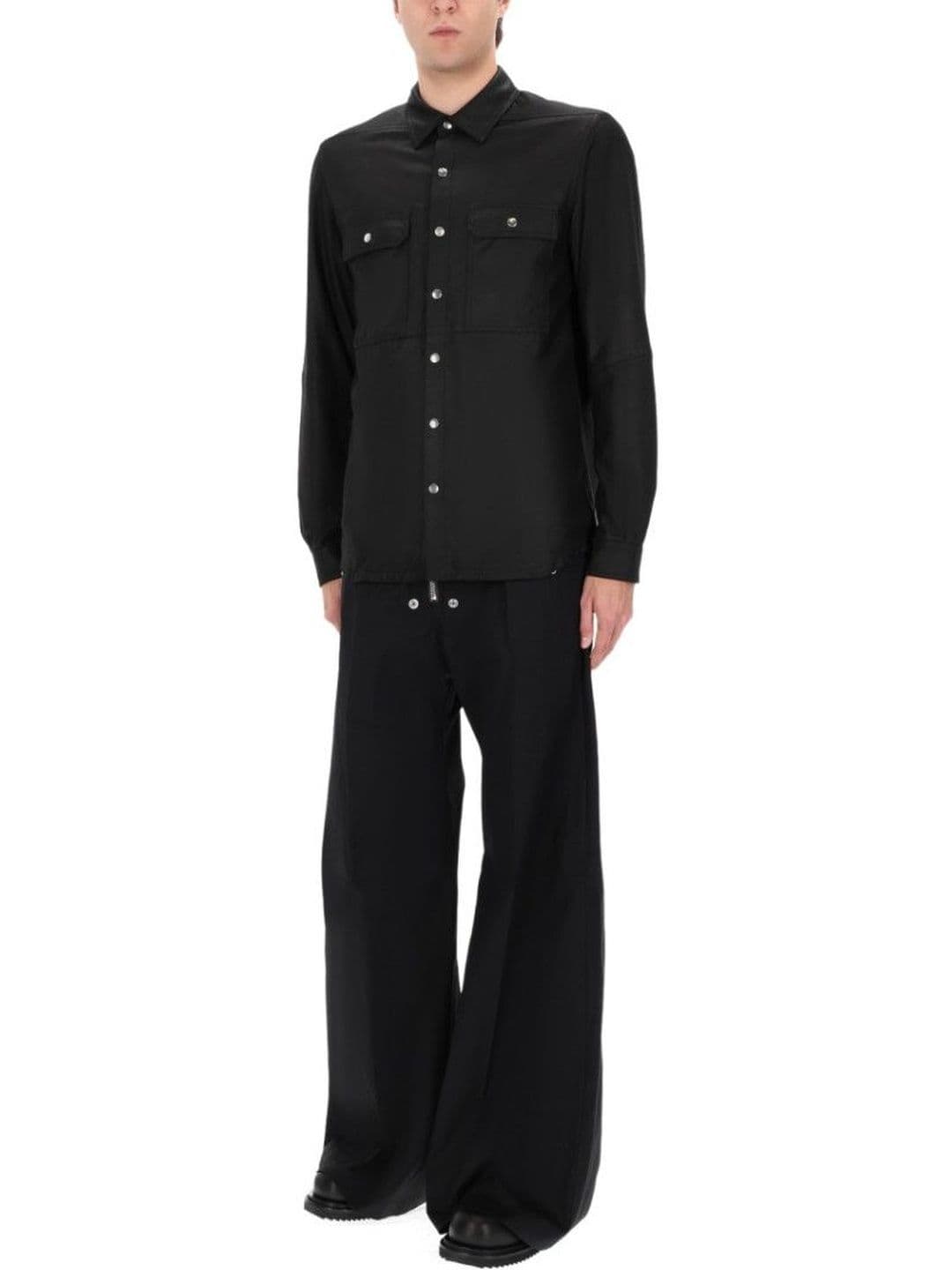 Rick Owens Black Solid Shirt Collar Jacket - view 1